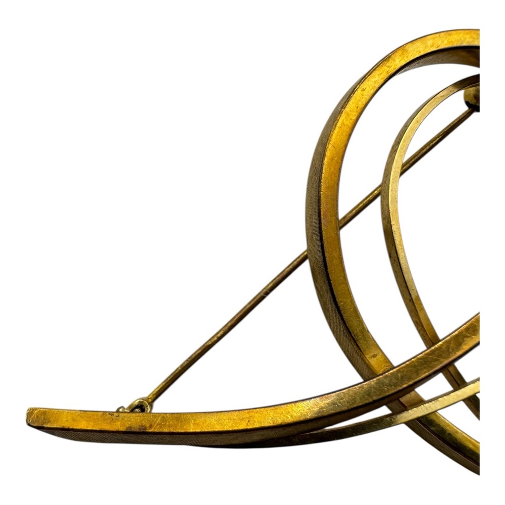 Vintage Gold Tone Abstract Loop Brooch Pin Modernist 2” Minimalist Design - Picture 3 of 6